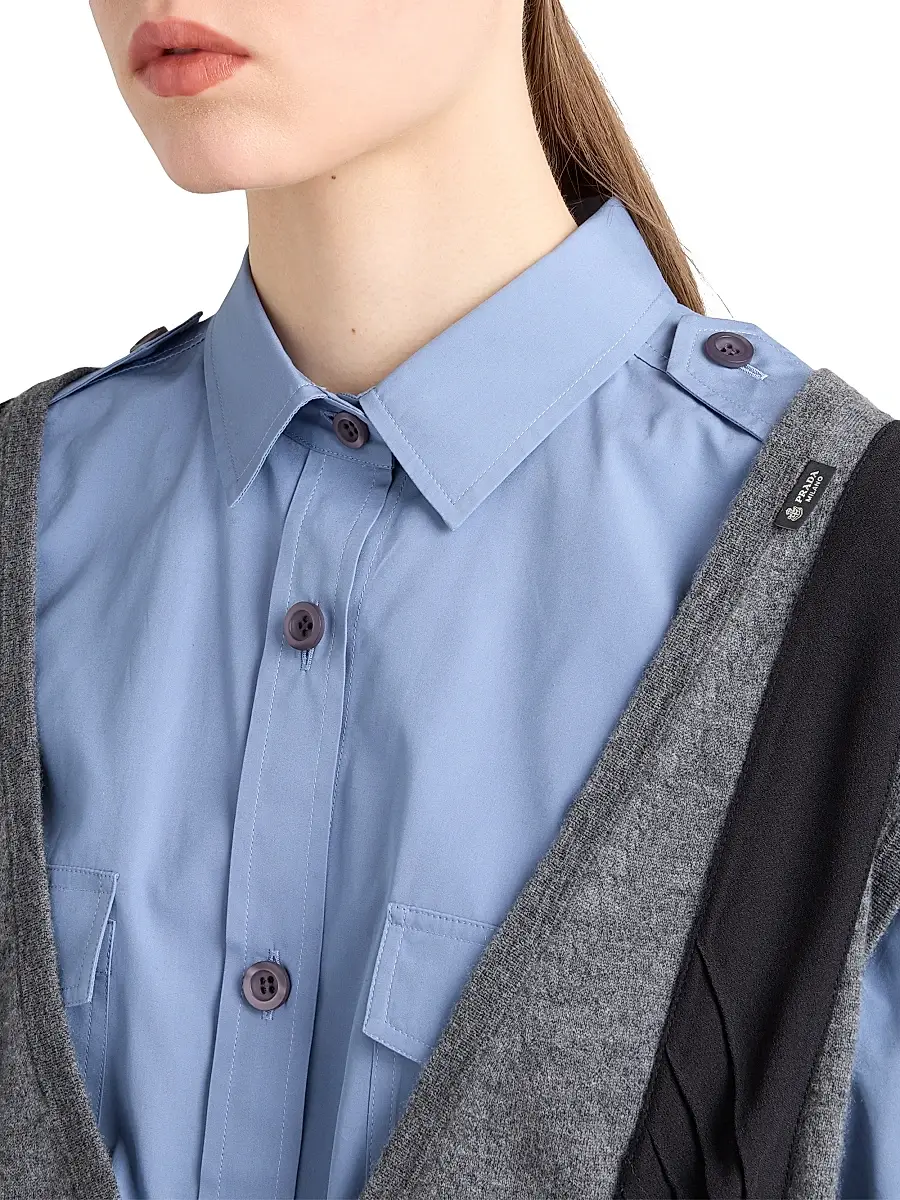Prada Women's Cotton Poplin Shirt - Blue | Thumbnail 4 Prada Women's Cotton Poplin Shirt - Blue | Thumbnail 4