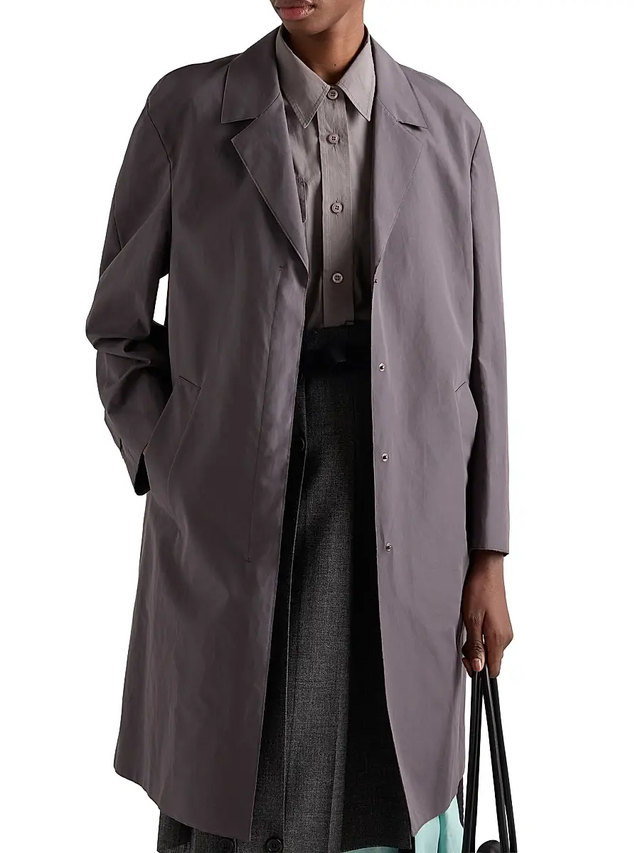 Prada Women's Single-Breasted Double Poplin Coat | Thumbnail 2 Prada Women's Single-Breasted Double Poplin Coat | Thumbnail 2