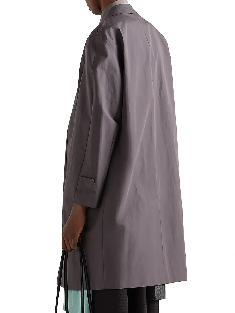 Prada Women's Single-Breasted Double Poplin Coat | Thumbnail 3 Prada Women's Single-Breasted Double Poplin Coat | Thumbnail 3