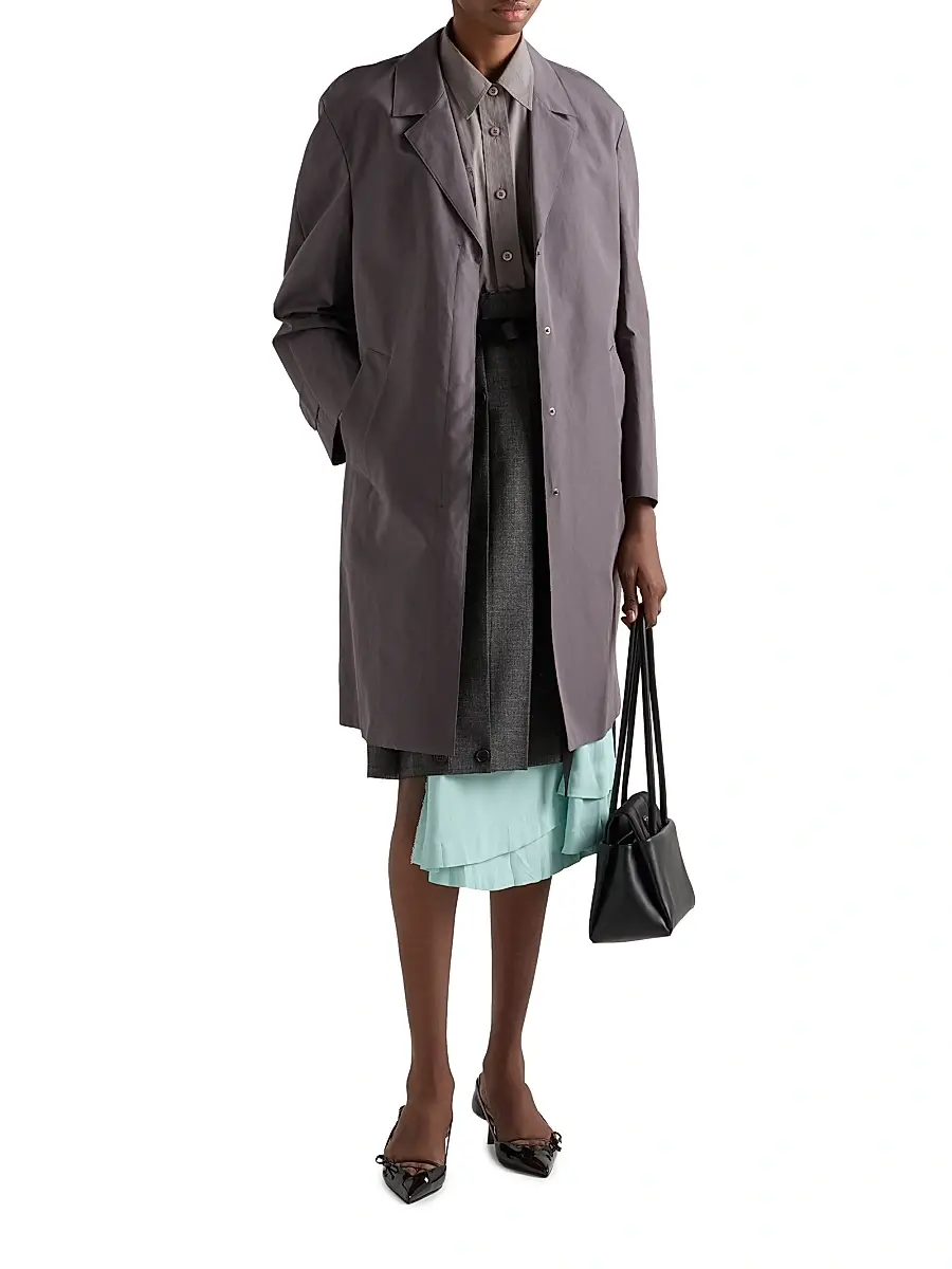 Prada Women's Single-Breasted Double Poplin Coat | Thumbnail 6 Prada Women's Single-Breasted Double Poplin Coat | Thumbnail 6