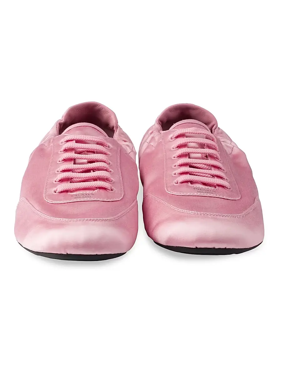 Prada Women's Collapse Laced Satin Sneakers - Light Pink | Thumbnail 4 Prada Women's Collapse Laced Satin Sneakers - Light Pink | Thumbnail 4