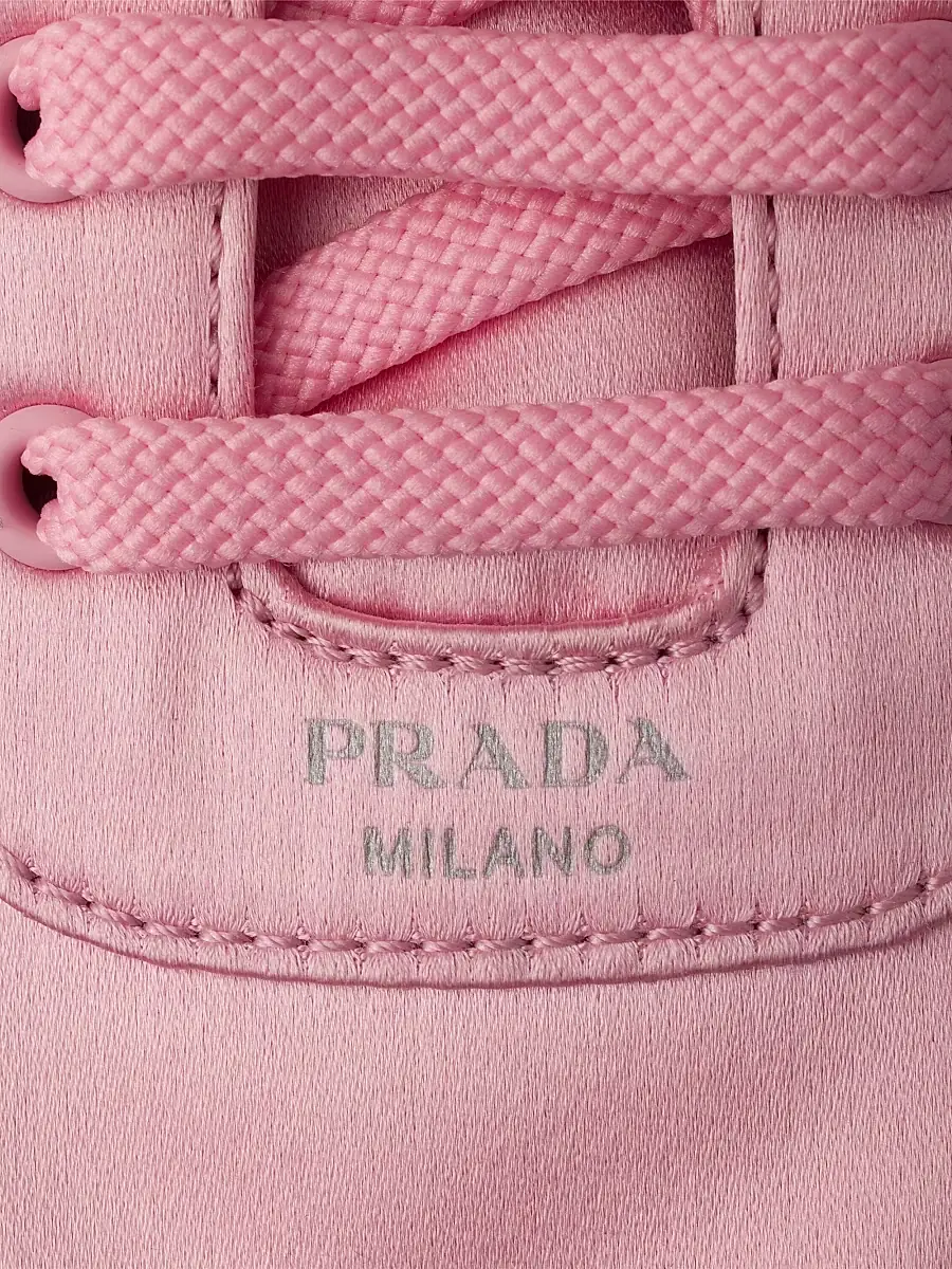 Prada Women's Collapse Laced Satin Sneakers - Light Pink | Thumbnail 5 Prada Women's Collapse Laced Satin Sneakers - Light Pink | Thumbnail 5