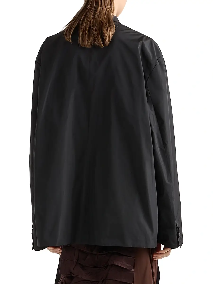 Prada Women's Double Breasted Technical Taffeta Jacket - Black | Thumbnail 4 Prada Women's Double Breasted Technical Taffeta Jacket - Black | Thumbnail 4