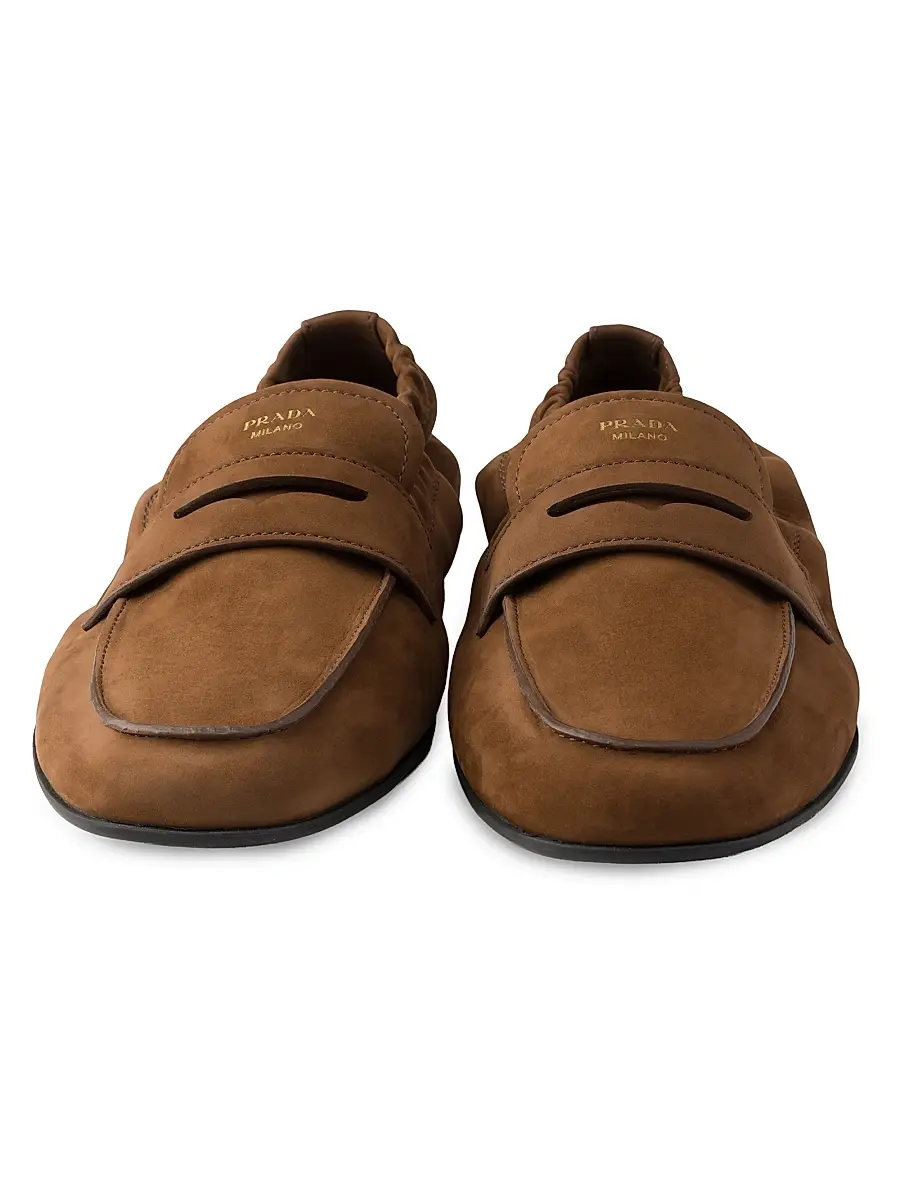 Prada Women's Shuffle Nubuck Leather Loafers - Brown | Thumbnail 2 Prada Women's Shuffle Nubuck Leather Loafers - Brown | Thumbnail 2