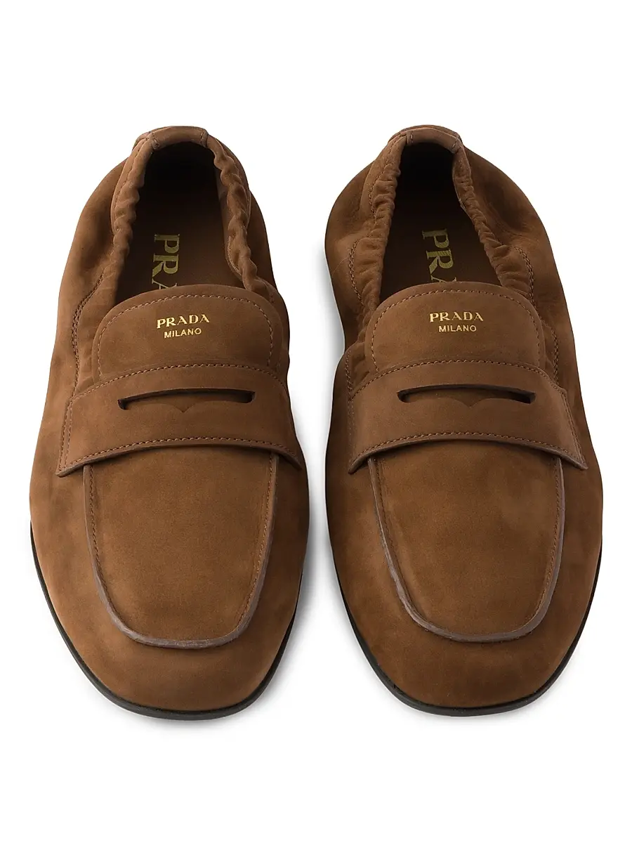 Prada Women's Shuffle Nubuck Leather Loafers - Brown | Thumbnail 4 Prada Women's Shuffle Nubuck Leather Loafers - Brown | Thumbnail 4