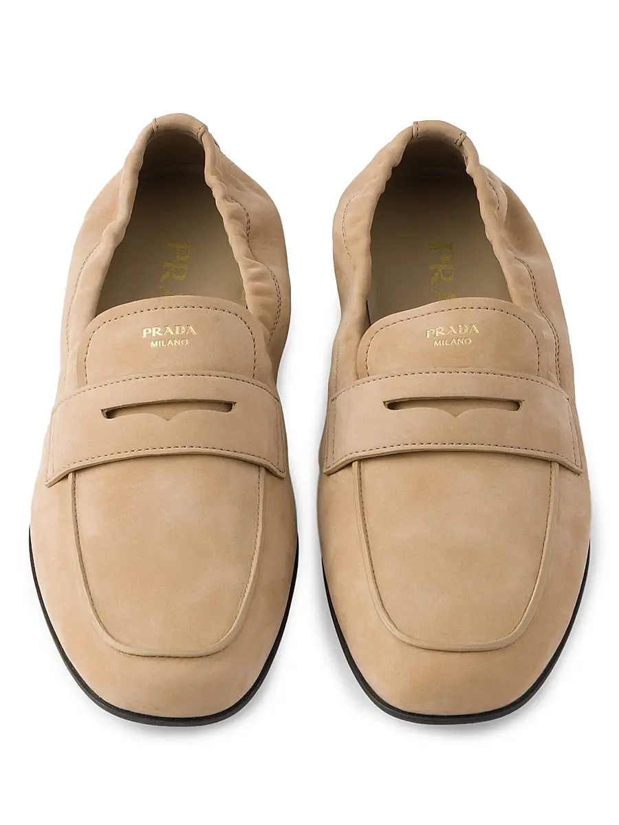 Prada Women's Shuffle Nubuck Leather Loafers - Brown | Thumbnail 9 Prada Women's Shuffle Nubuck Leather Loafers - Brown | Thumbnail 9