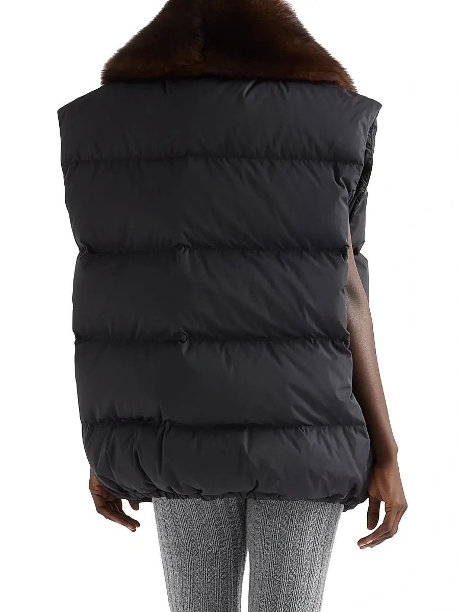 Prada Women's Re-Nylon and Shearling Down Vest - Black | Thumbnail 3 Prada Women's Re-Nylon and Shearling Down Vest - Black | Thumbnail 3