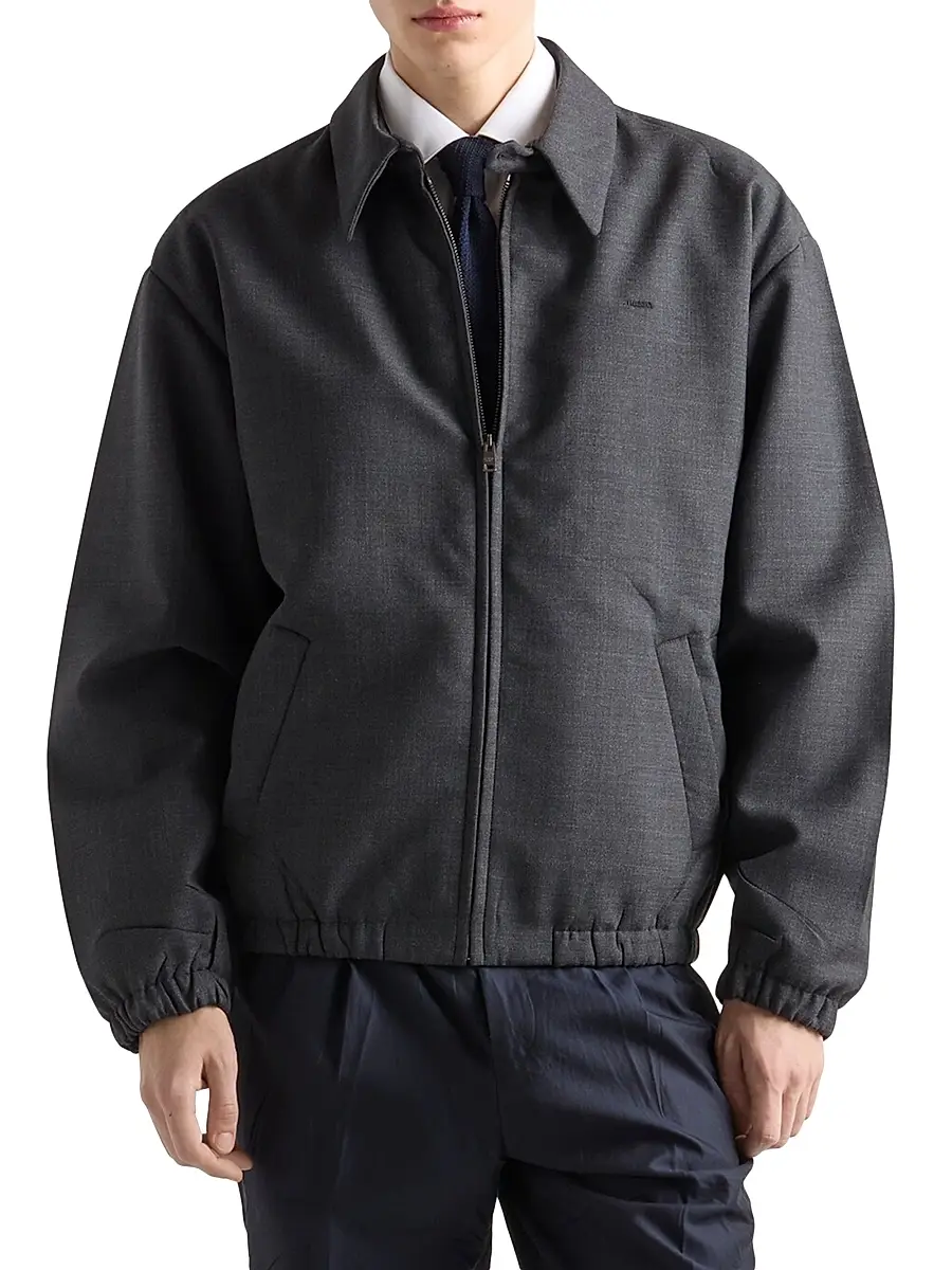 Prada Men's Wool Blouson Jacket - Grey | Thumbnail 2 Prada Men's Wool Blouson Jacket - Grey | Thumbnail 2