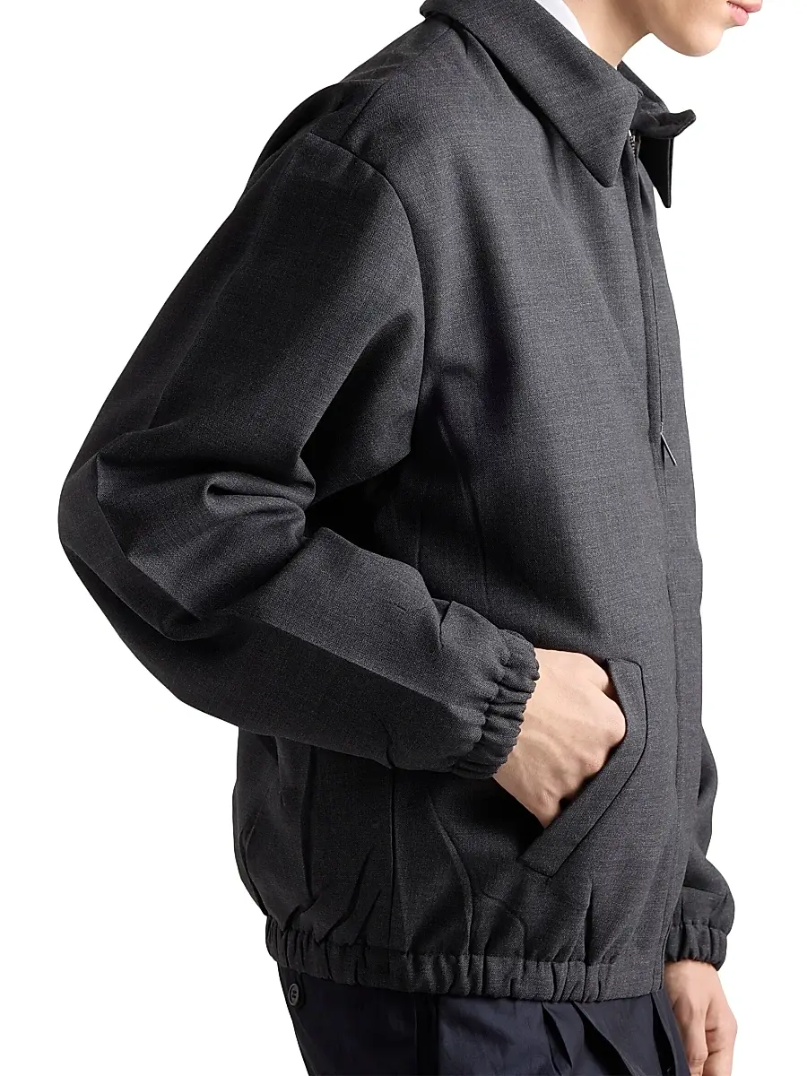 Prada Men's Wool Blouson Jacket - Grey | Thumbnail 3 Prada Men's Wool Blouson Jacket - Grey | Thumbnail 3
