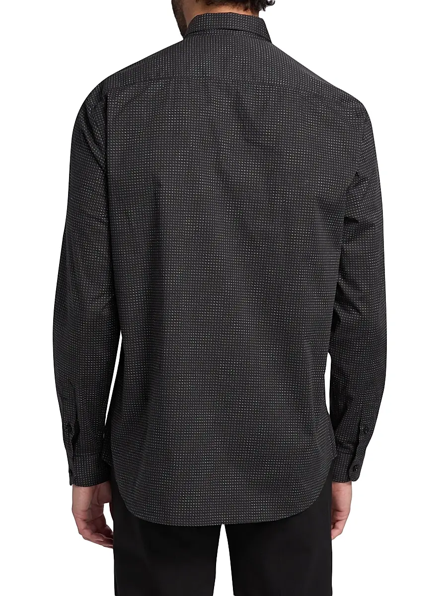 Emporio Armani Men's Micro-Dash Stretch-Cotton Jersey Shirt | Thumbnail 5