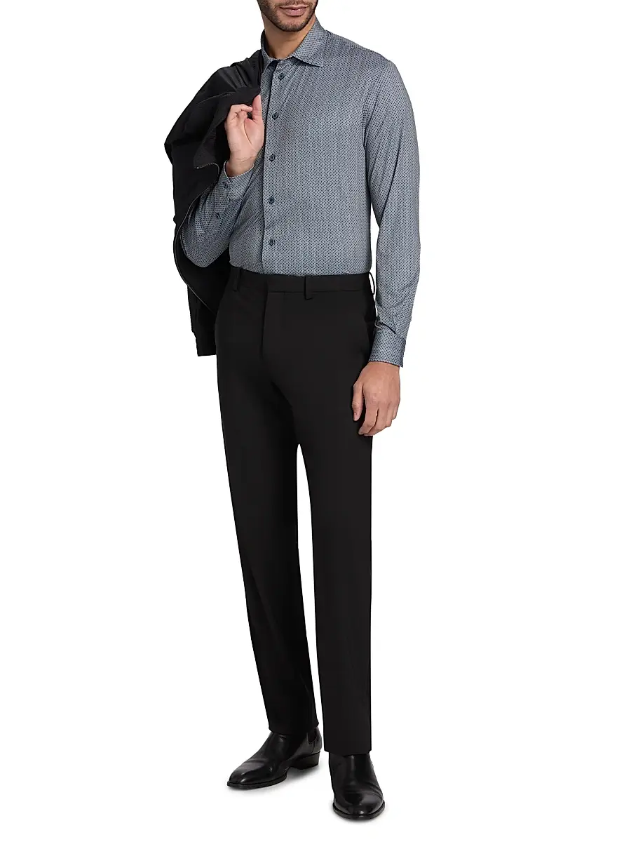 Emporio Armani Men's Micro-Diamond Print Sport Shirt | Thumbnail 2 Emporio Armani Men's Micro-Diamond Print Sport Shirt | Thumbnail 2