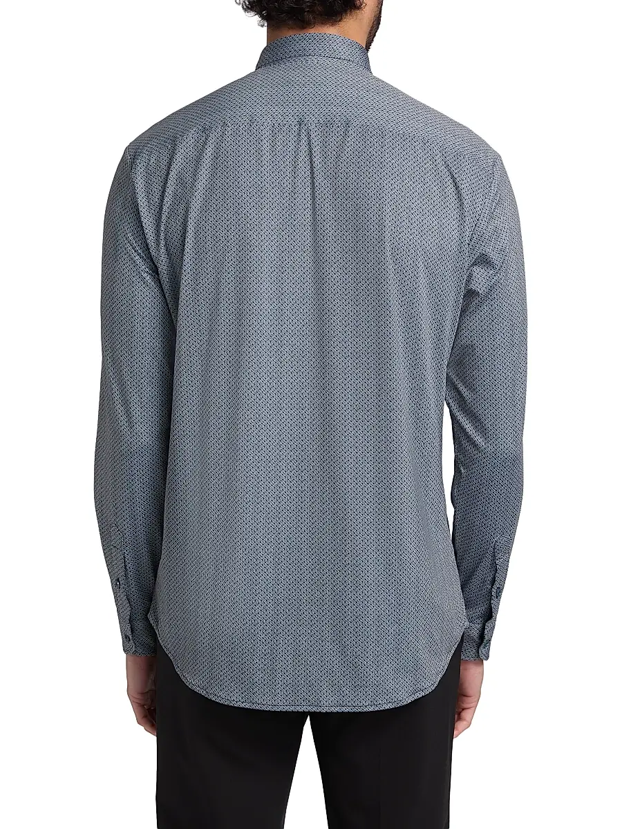 Emporio Armani Men's Micro-Diamond Print Sport Shirt | Thumbnail 5 Emporio Armani Men's Micro-Diamond Print Sport Shirt | Thumbnail 5