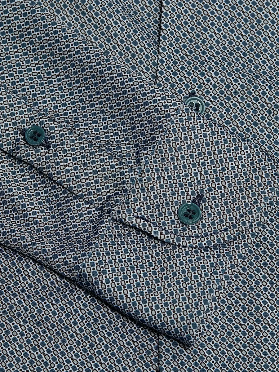 Emporio Armani Men's Micro-Diamond Print Sport Shirt | Thumbnail 7 Emporio Armani Men's Micro-Diamond Print Sport Shirt | Thumbnail 7