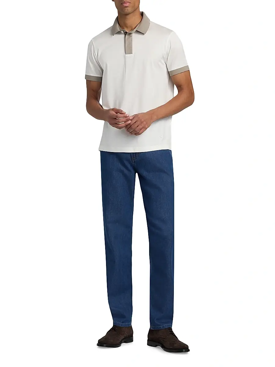 Emporio Armani Men's Contrast-Tipped Jersey Polo Shirt | Thumbnail 2