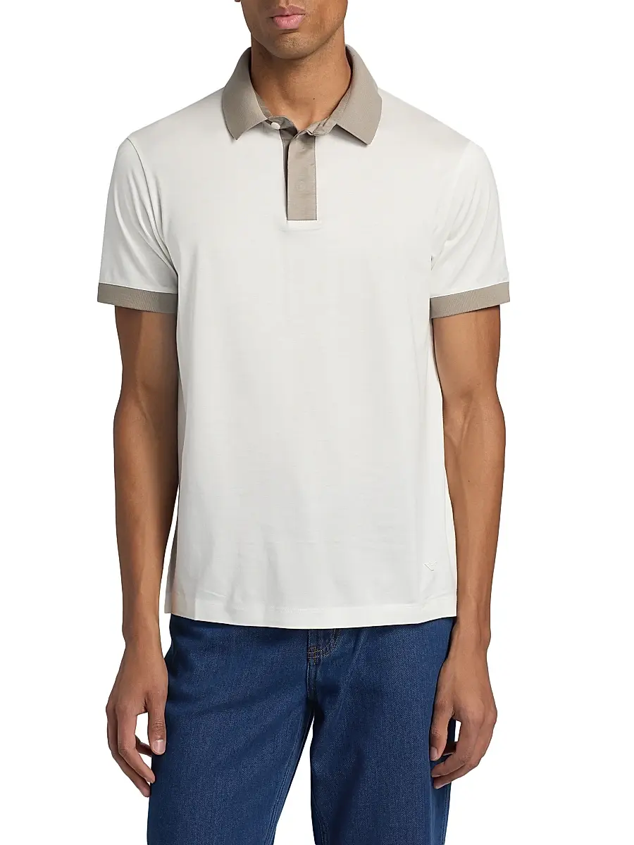 Emporio Armani Men's Contrast-Tipped Jersey Polo Shirt | Thumbnail 3
