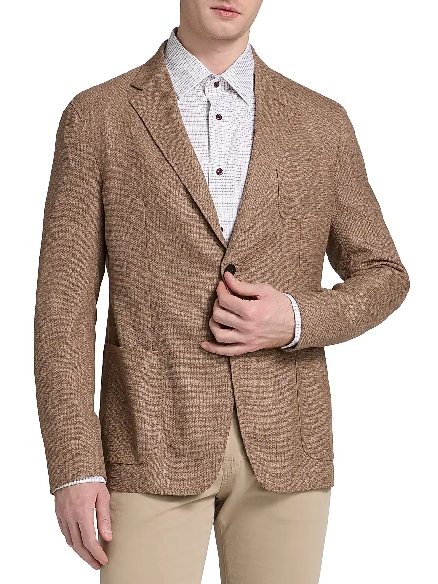 Emporio Armani Men's Textured Wool Jacket | Thumbnail 3 Emporio Armani Men's Textured Wool Jacket | Thumbnail 3