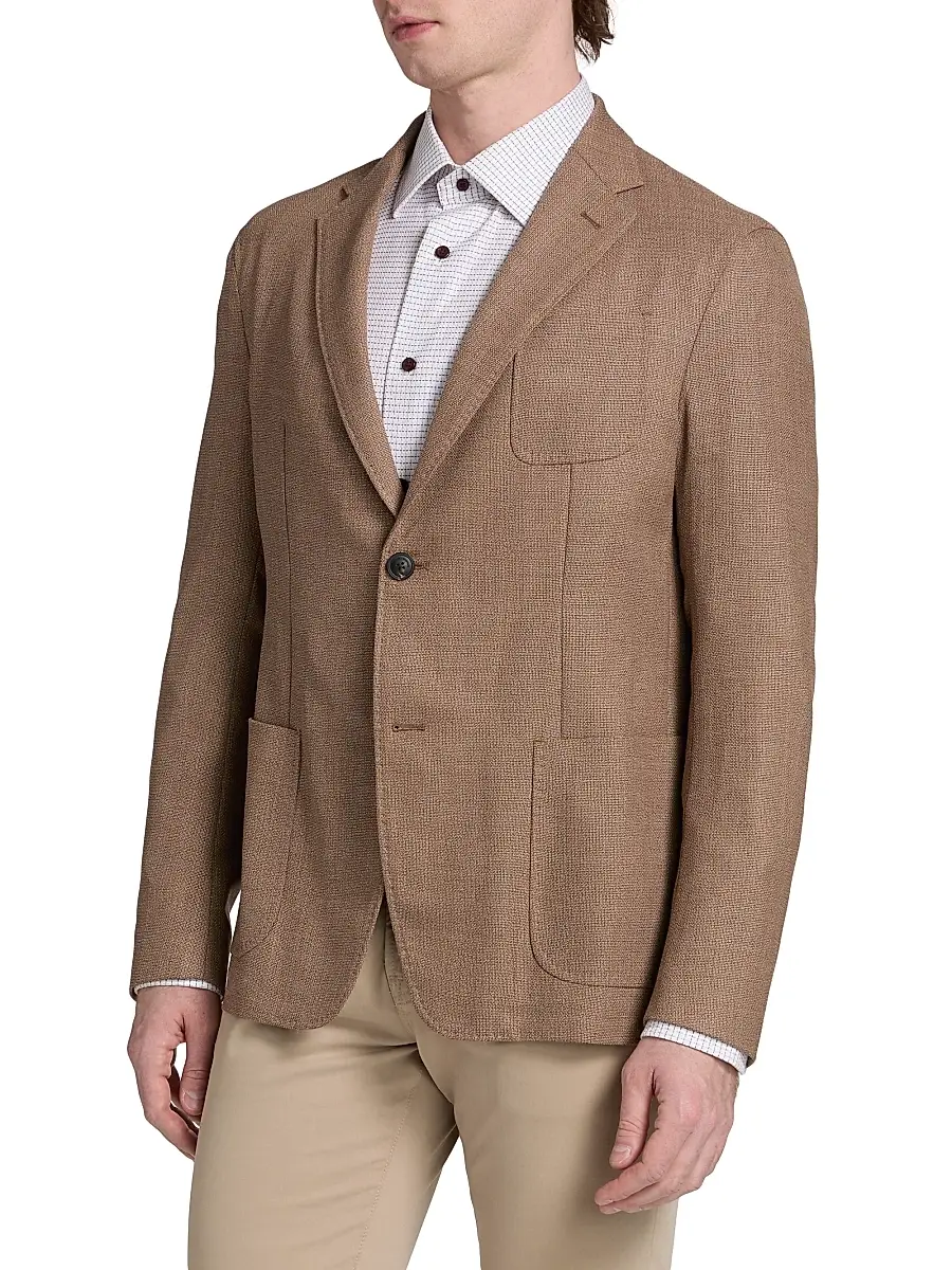 Emporio Armani Men's Textured Wool Jacket | Thumbnail 4 Emporio Armani Men's Textured Wool Jacket | Thumbnail 4