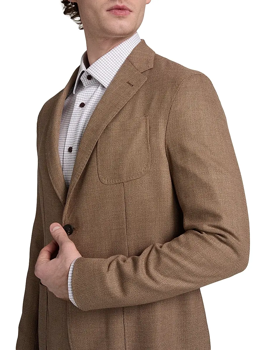 Emporio Armani Men's Textured Wool Jacket | Thumbnail 6 Emporio Armani Men's Textured Wool Jacket | Thumbnail 6