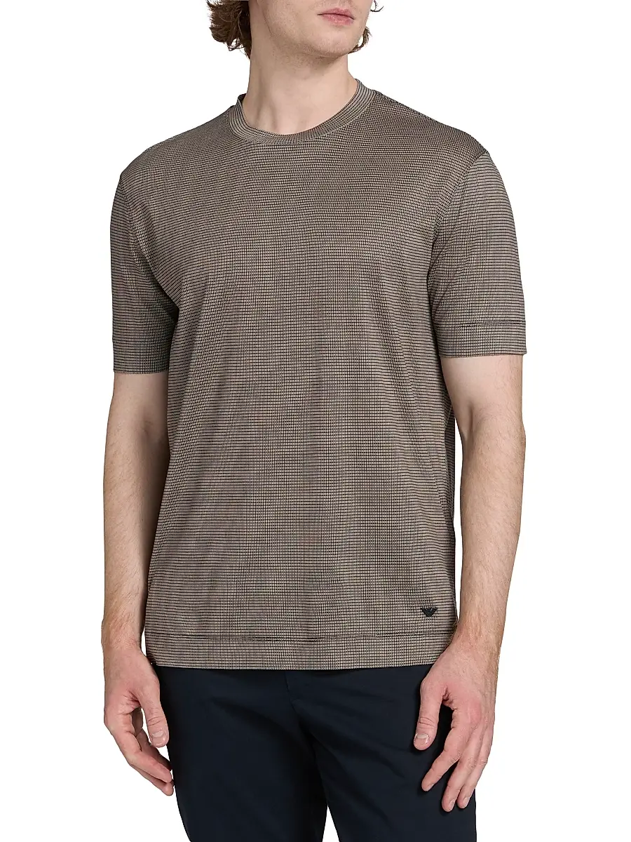 Emporio Armani Men's Geometric-Print Jersey Crewneck T-Shirt | Thumbnail 3 Emporio Armani Men's Geometric-Print Jersey Crewneck T-Shirt | Thumbnail 3
