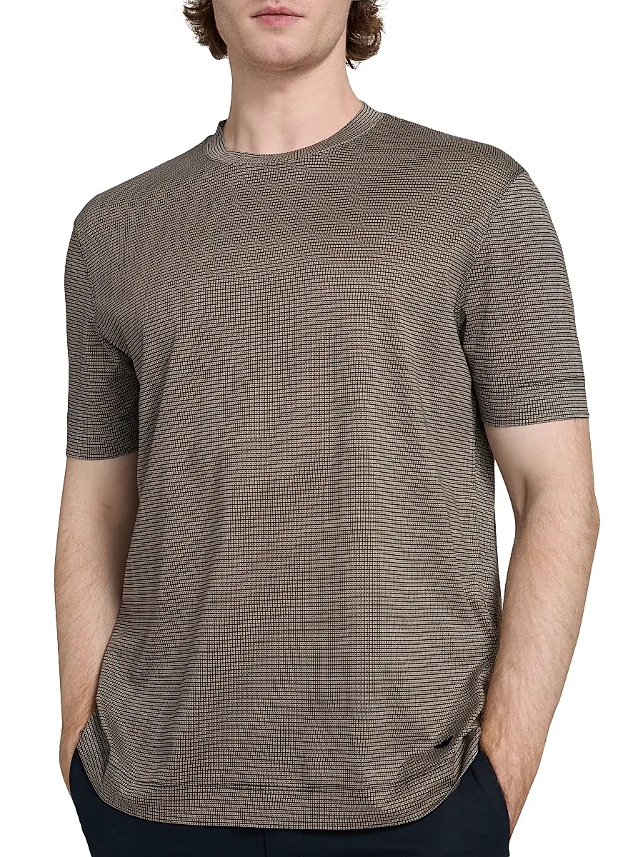 Emporio Armani Men's Geometric-Print Jersey Crewneck T-Shirt | Thumbnail 6 Emporio Armani Men's Geometric-Print Jersey Crewneck T-Shirt | Thumbnail 6