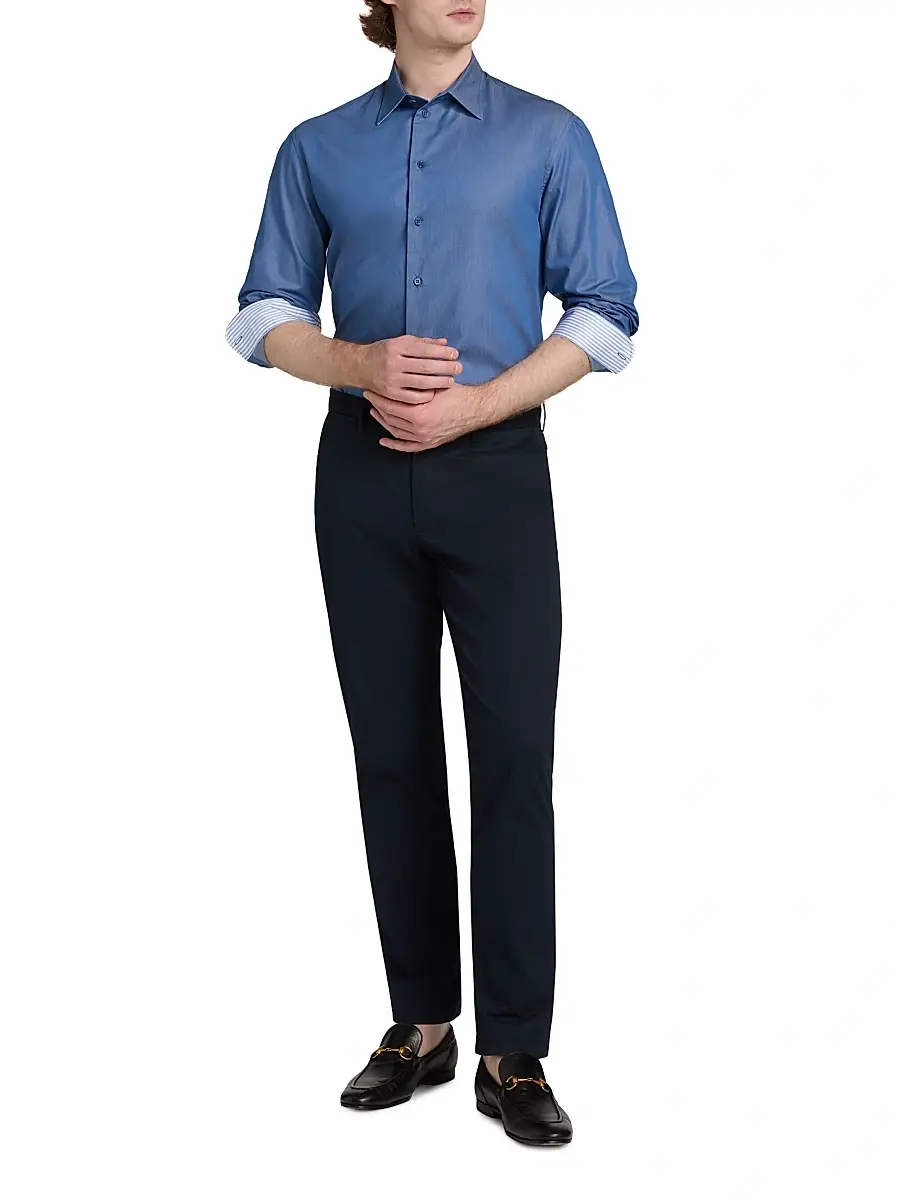 Emporio Armani Men's Contrast Collar & Cuff Cotton Sport Shirt | Thumbnail 2 Emporio Armani Men's Contrast Collar & Cuff Cotton Sport Shirt | Thumbnail 2