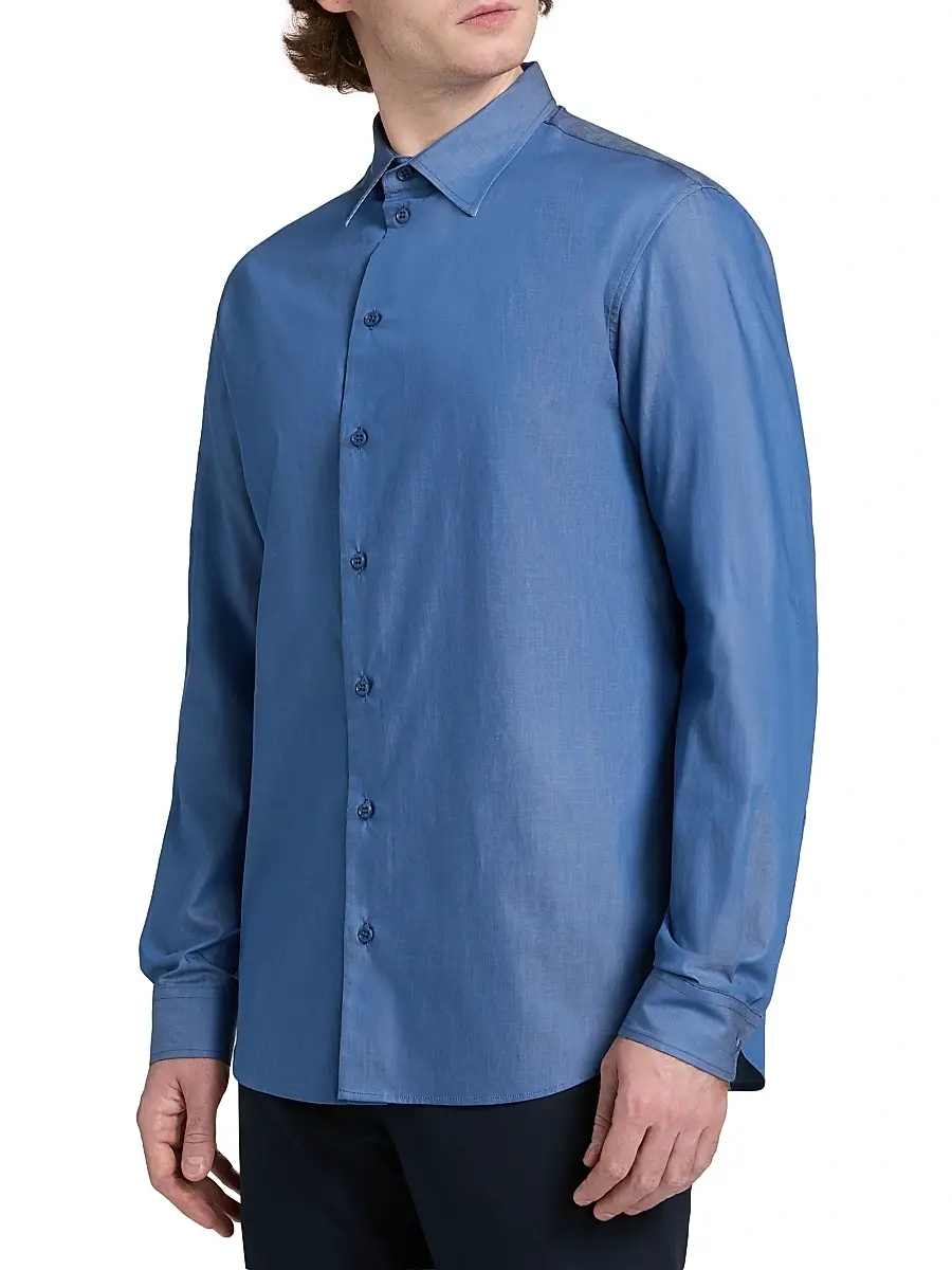 Emporio Armani Men's Contrast Collar & Cuff Cotton Sport Shirt | Thumbnail 4 Emporio Armani Men's Contrast Collar & Cuff Cotton Sport Shirt | Thumbnail 4