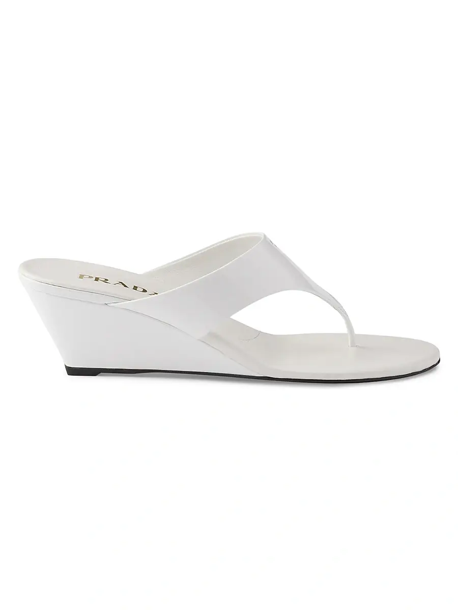 Prada Women's Patent Leather Thong Sandals - White | Image 1 Prada Women's Patent Leather Thong Sandals - White | Image 1
