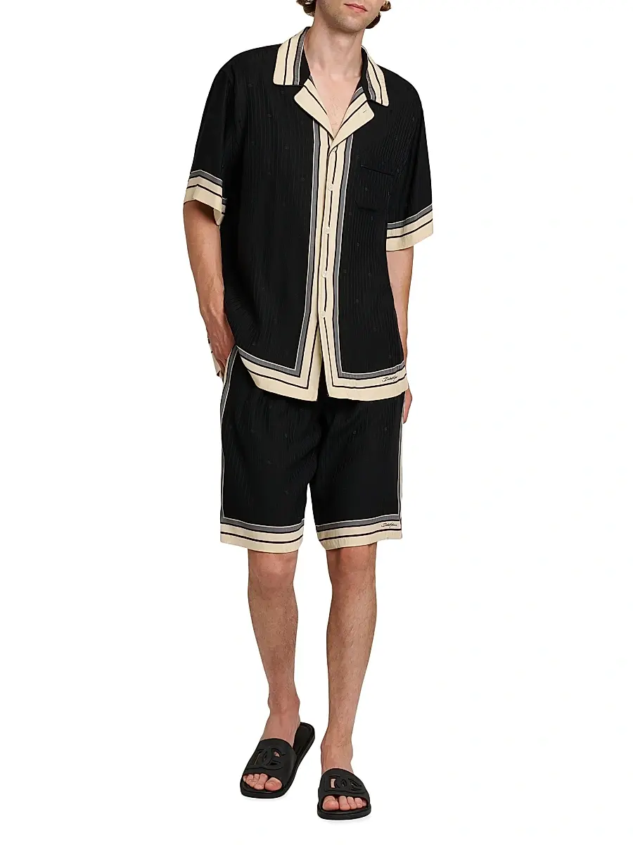 Dolce & Gabbana Men's Riga Striped Silk Camp Shirt | Thumbnail 2 Dolce & Gabbana Men's Riga Striped Silk Camp Shirt | Thumbnail 2