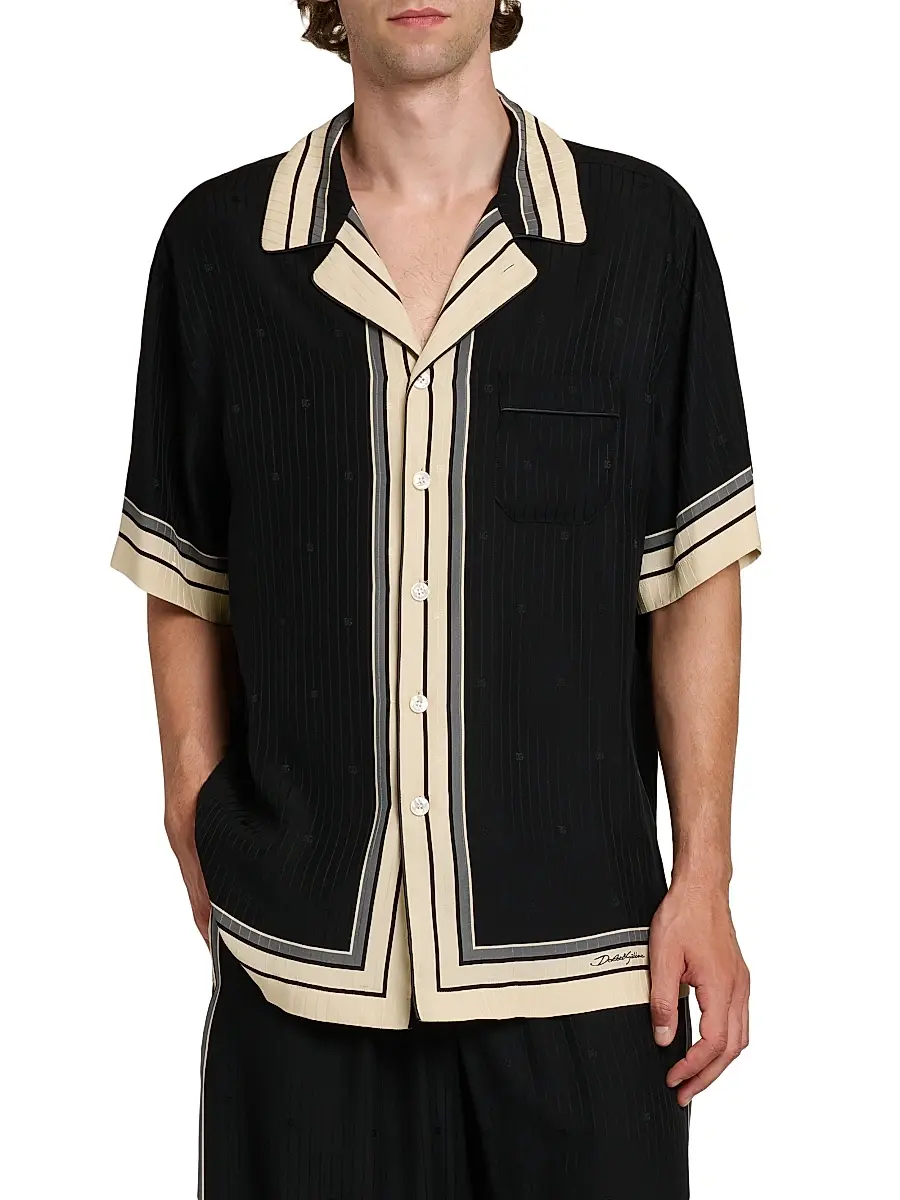 Dolce & Gabbana Men's Riga Striped Silk Camp Shirt | Thumbnail 3 Dolce & Gabbana Men's Riga Striped Silk Camp Shirt | Thumbnail 3