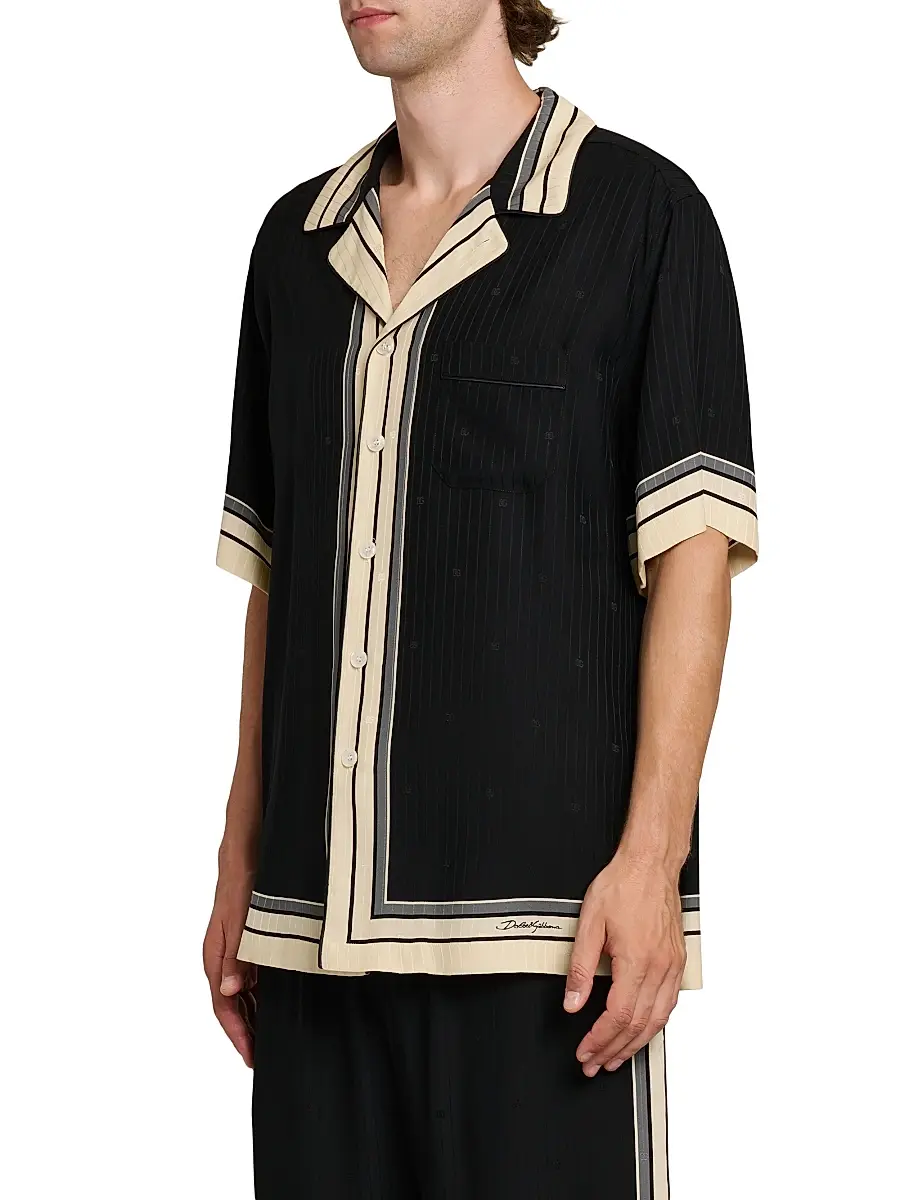 Dolce & Gabbana Men's Riga Striped Silk Camp Shirt | Thumbnail 4 Dolce & Gabbana Men's Riga Striped Silk Camp Shirt | Thumbnail 4