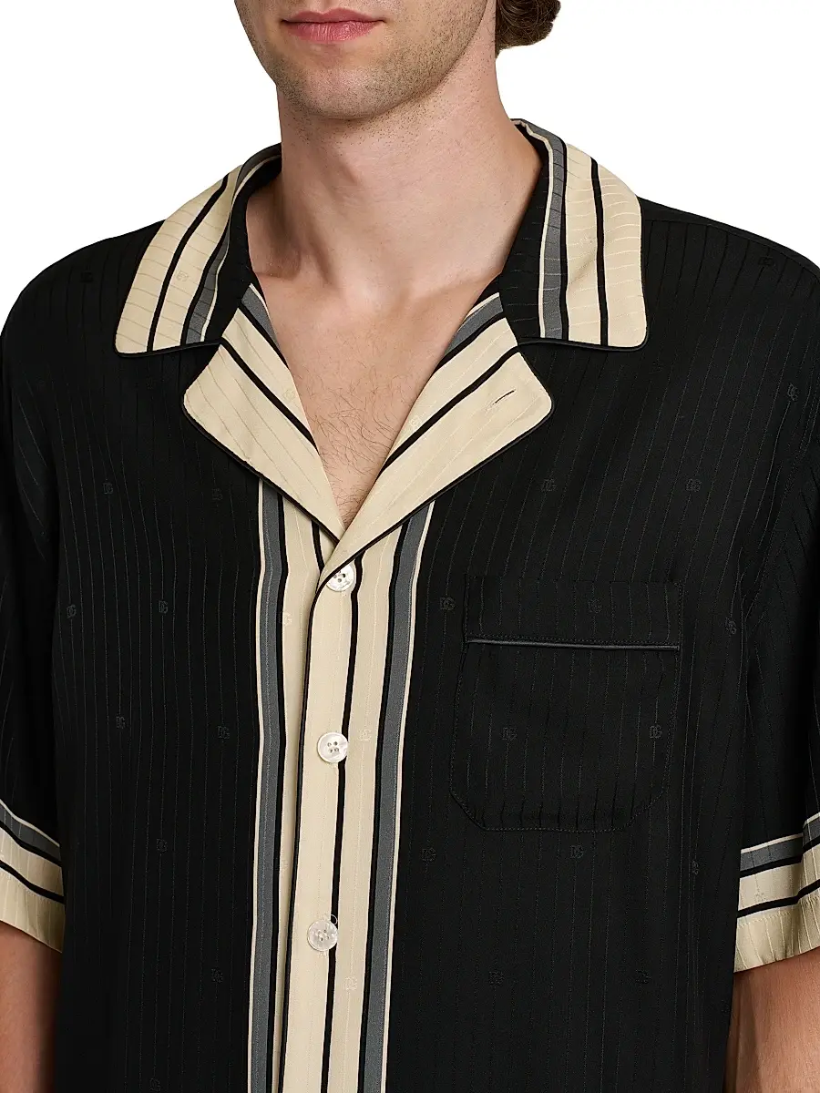 Dolce & Gabbana Men's Riga Striped Silk Camp Shirt | Thumbnail 6 Dolce & Gabbana Men's Riga Striped Silk Camp Shirt | Thumbnail 6