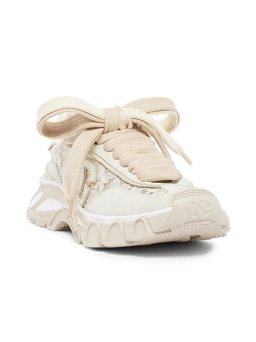 Dolce & Gabbana Women's Logo Lace-Trim Low-Top Sneakers | Thumbnail 2 Dolce & Gabbana Women's Logo Lace-Trim Low-Top Sneakers | Thumbnail 2