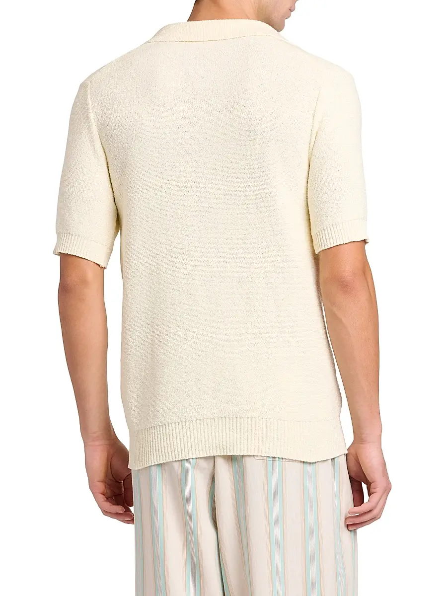 Dolce & Gabbana Men's Lace-Up Cotton-Blend Short-Sleeve Shirt | Thumbnail 5
