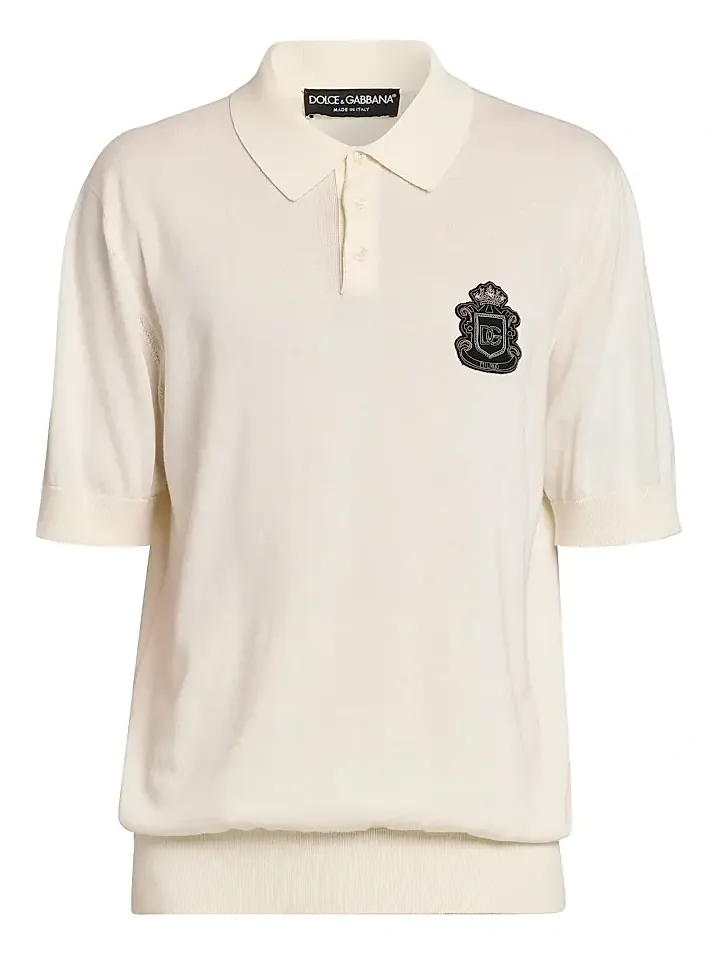 Dolce & Gabbana Men's Logo-Patch Cotton Polo Shirt