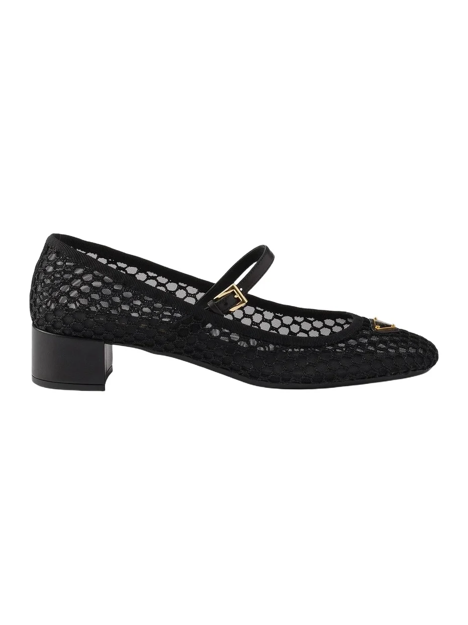Prada Women's Low Heel Mesh Fabric Ballerinas