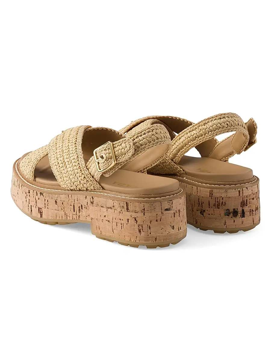 Prada Women's Crochet Platform Sandals - Beige Khaki | Thumbnail 3 Prada Women's Crochet Platform Sandals - Beige Khaki | Thumbnail 3