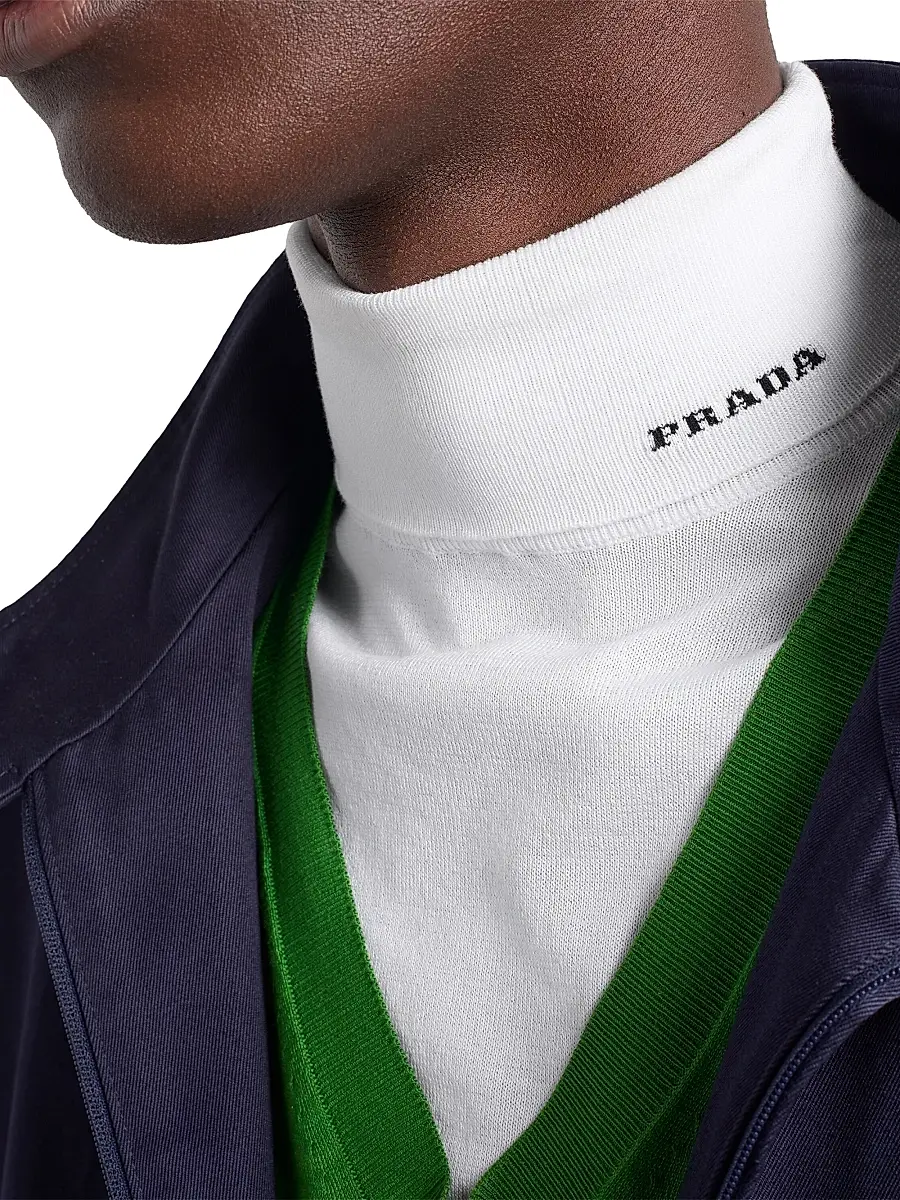 Prada Men's Cotton Turtleneck Sweater - White | Thumbnail 4 Prada Men's Cotton Turtleneck Sweater - White | Thumbnail 4