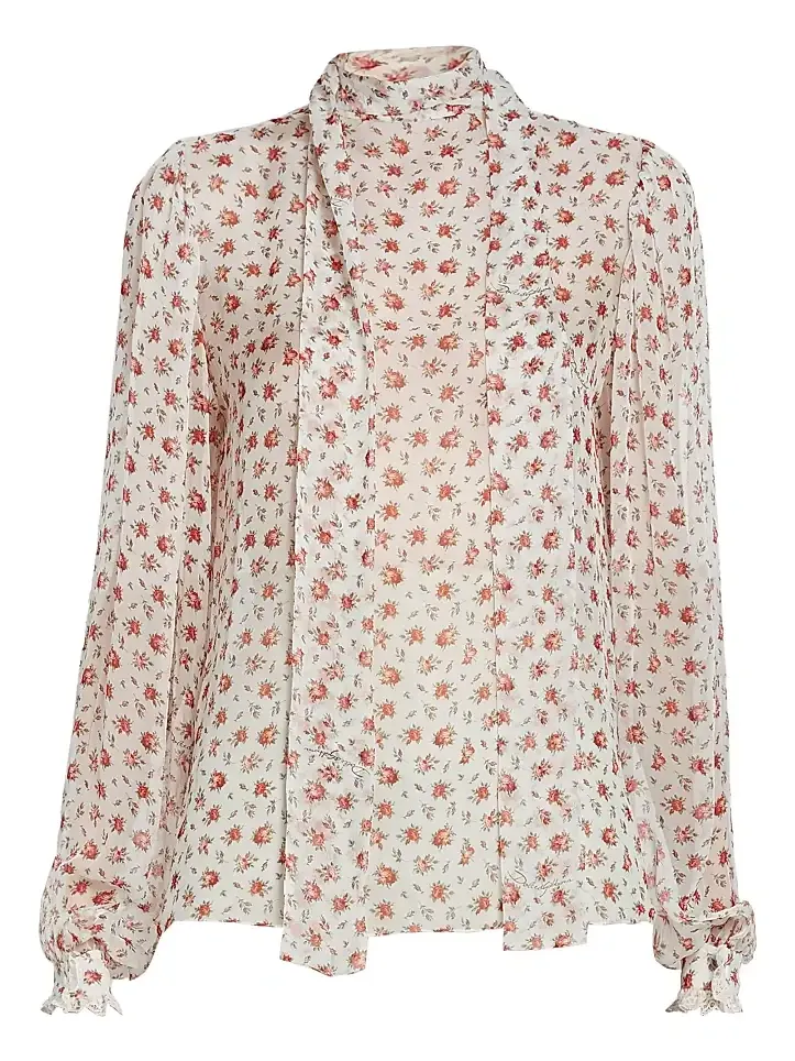Dolce & Gabbana Women's Sheer Floral Silk-Blend Blouse