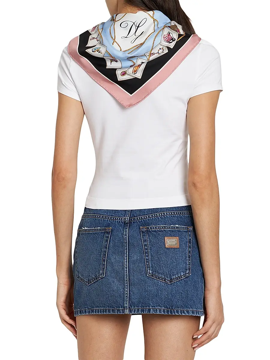 Dolce & Gabbana Women's Scarf Stretch-Cotton T-Shirt - Bianco Ottico | Thumbnail 5 Dolce & Gabbana Women's Scarf Stretch-Cotton T-Shirt - Bianco Ottico | Thumbnail 5