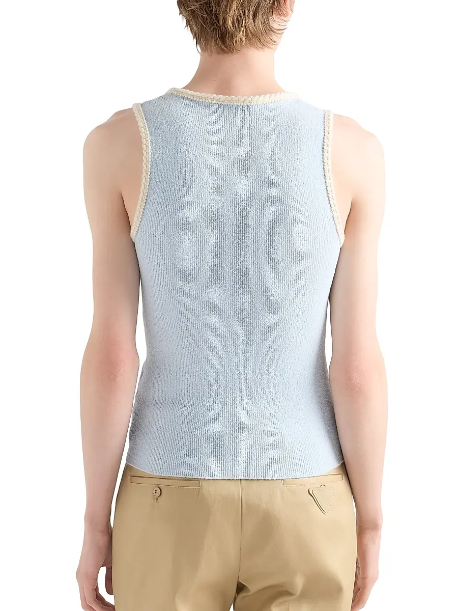 Prada Men's Cotton Blend Tank Top - Blue | Thumbnail 3