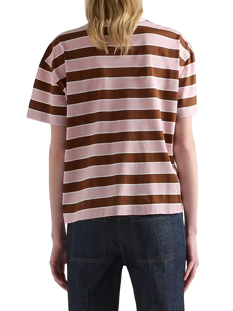 Prada Women's Bayadere Striped Lisle Cotton T-Shirt | Thumbnail 4 Prada Women's Bayadere Striped Lisle Cotton T-Shirt | Thumbnail 4