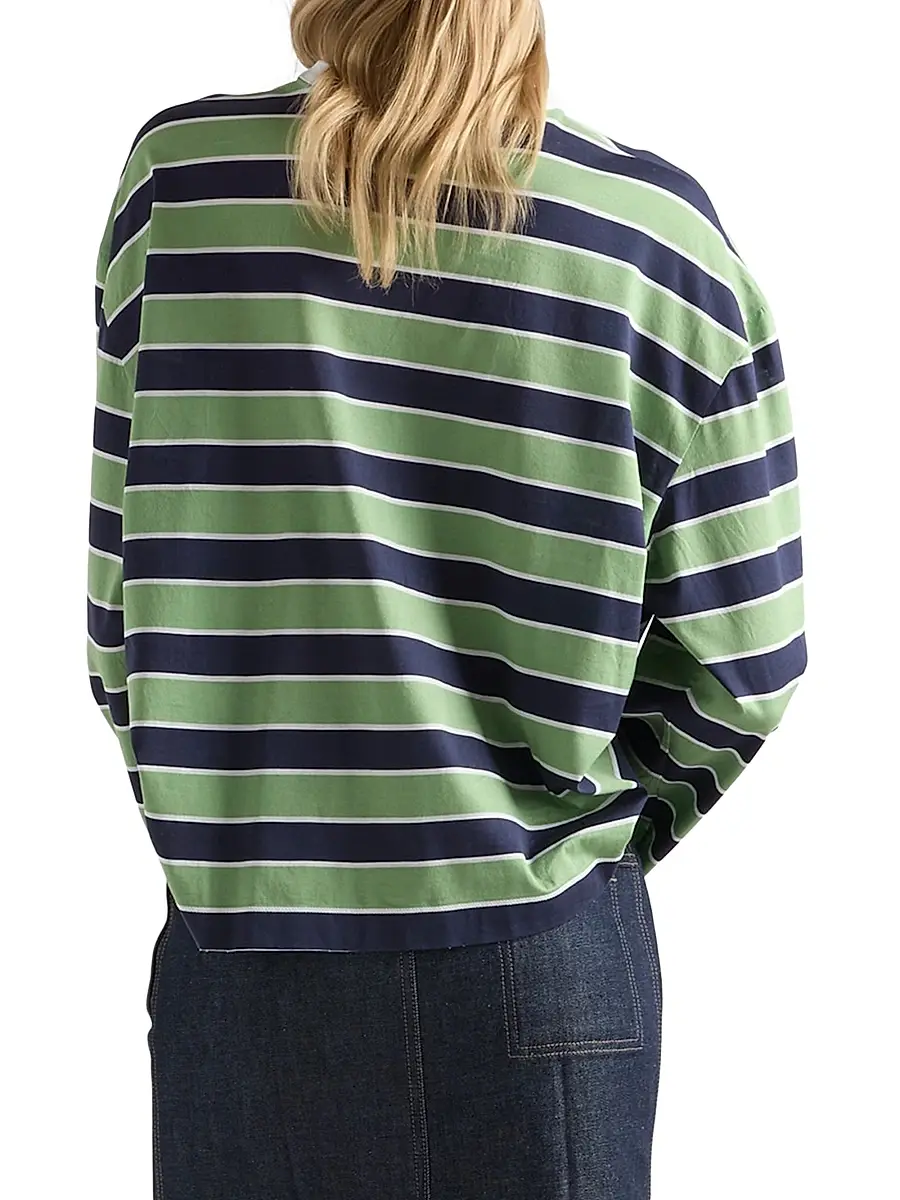Prada Women's Long Sleeved Bayadere Striped Lisle Cotton T-Shirt | Thumbnail 5 Prada Women's Long Sleeved Bayadere Striped Lisle Cotton T-Shirt | Thumbnail 5