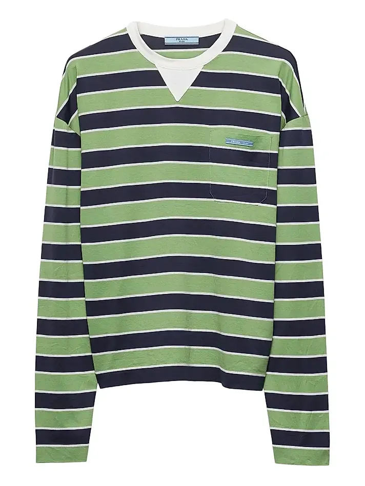 Women's Long Sleeved Bayadere Striped Lisle Cotton T-Shirt