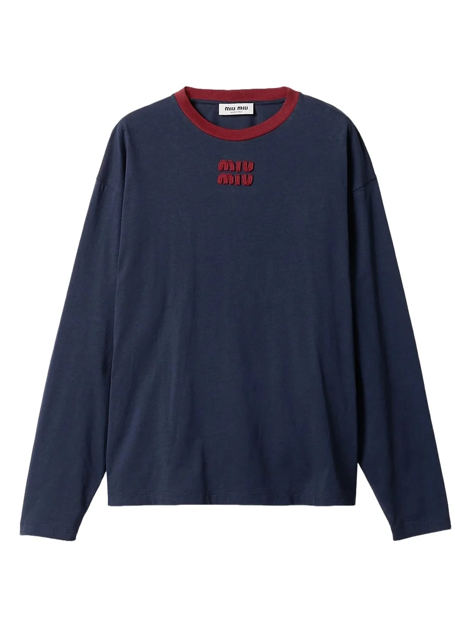 Miu Miu Women's Long-Sleeved Cotton Jersey T-Shirt