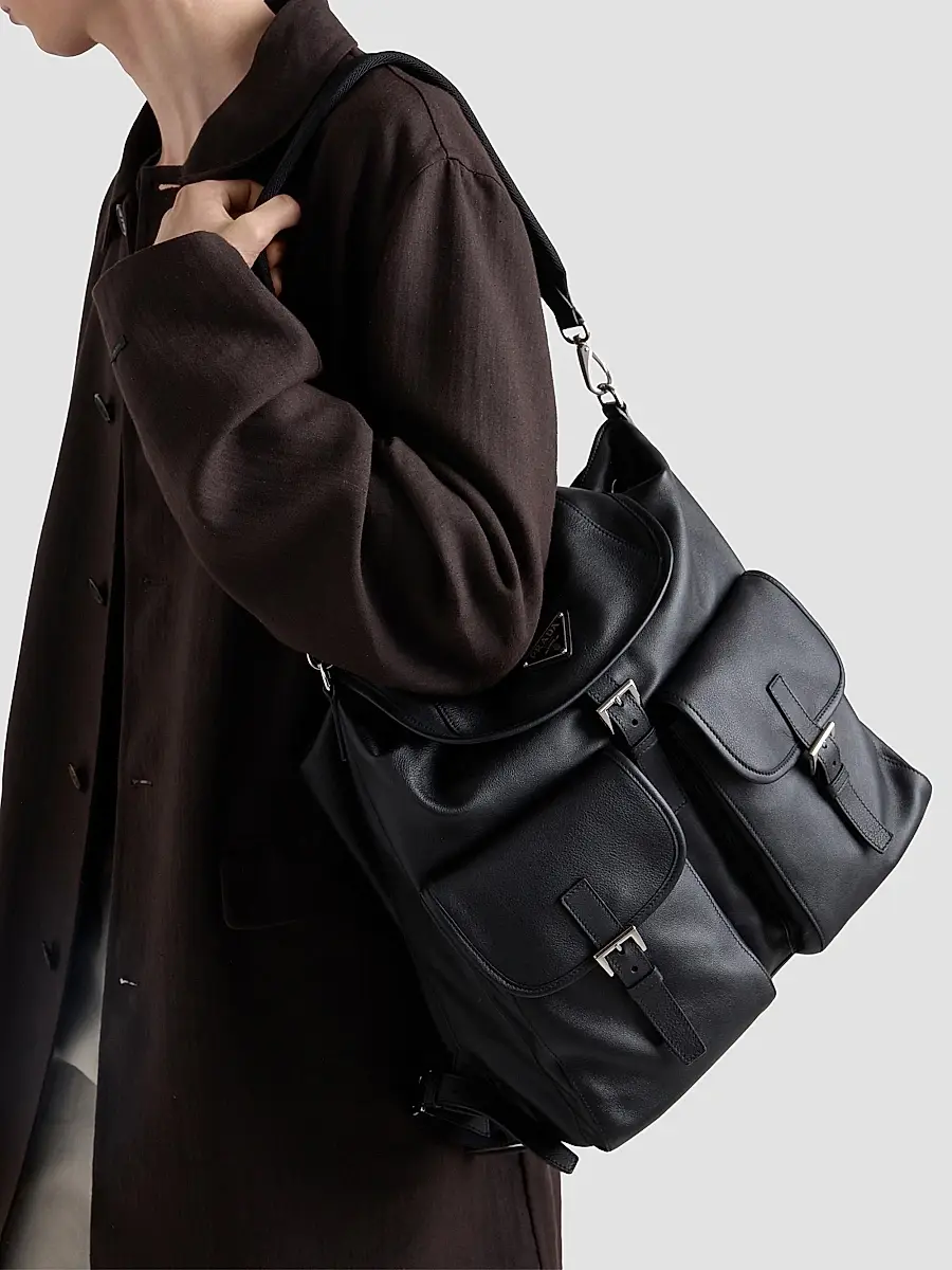 Prada Men's Leather Backpack | Thumbnail 3 Prada Men's Leather Backpack | Thumbnail 3