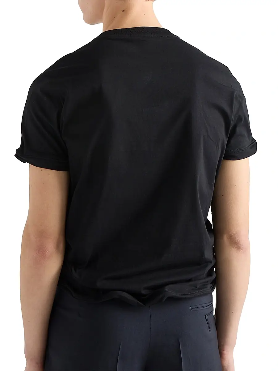 Prada Men's Shapeable Cotton T-Shirt - Black | Thumbnail 3 Prada Men's Shapeable Cotton T-Shirt - Black | Thumbnail 3