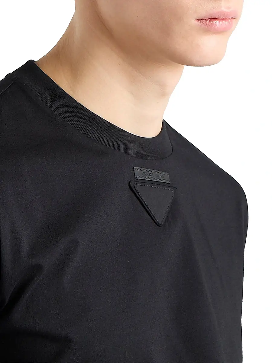 Prada Men's Shapeable Cotton T-Shirt - Black | Thumbnail 4 Prada Men's Shapeable Cotton T-Shirt - Black | Thumbnail 4