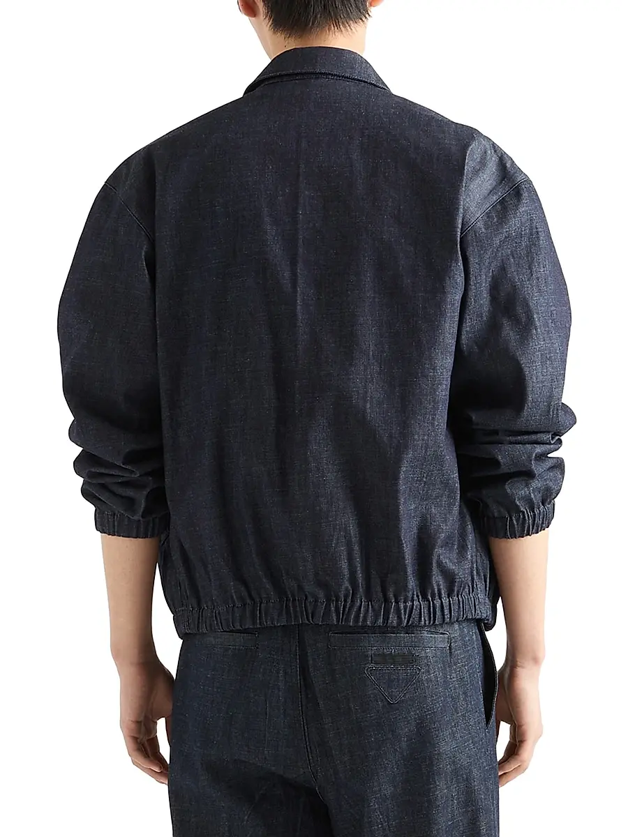Prada Men's Chambray Denim Blouson Zipper Jacket | Thumbnail 3 Prada Men's Chambray Denim Blouson Zipper Jacket | Thumbnail 3