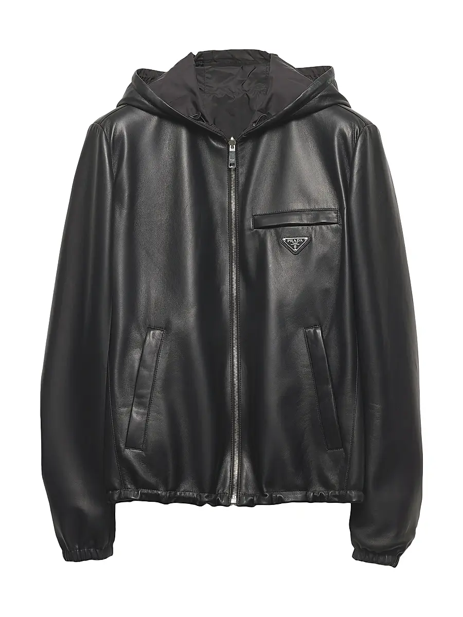 Prada Men's Reversible Nappa Leather and Re-Nylon Jacket - Black - Size 44 | Image 1 Prada Men's Reversible Nappa Leather and Re-Nylon Jacket - Black - Size 44 | Image 1