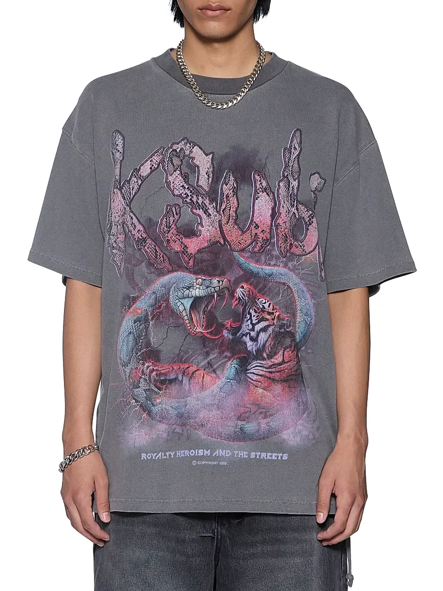 Ksubi Men's Future Memory Knotted Ekcess T-Shirt - Charcoal | Image 1 Ksubi Men's Future Memory Knotted Ekcess T-Shirt - Charcoal | Image 1